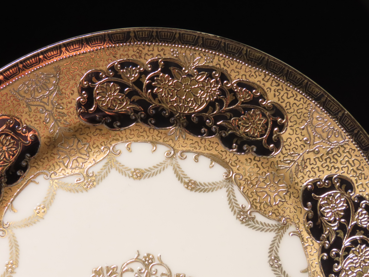 晃】超希少品 オールドノリタケ Noritake マルキ印 最上位作 金彩金盛