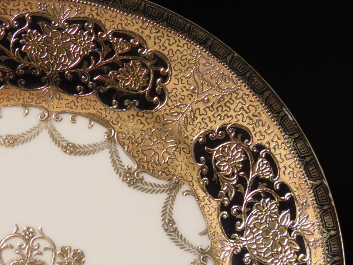 晃】超希少品 オールドノリタケ Noritake マルキ印 最上位作 金彩金盛