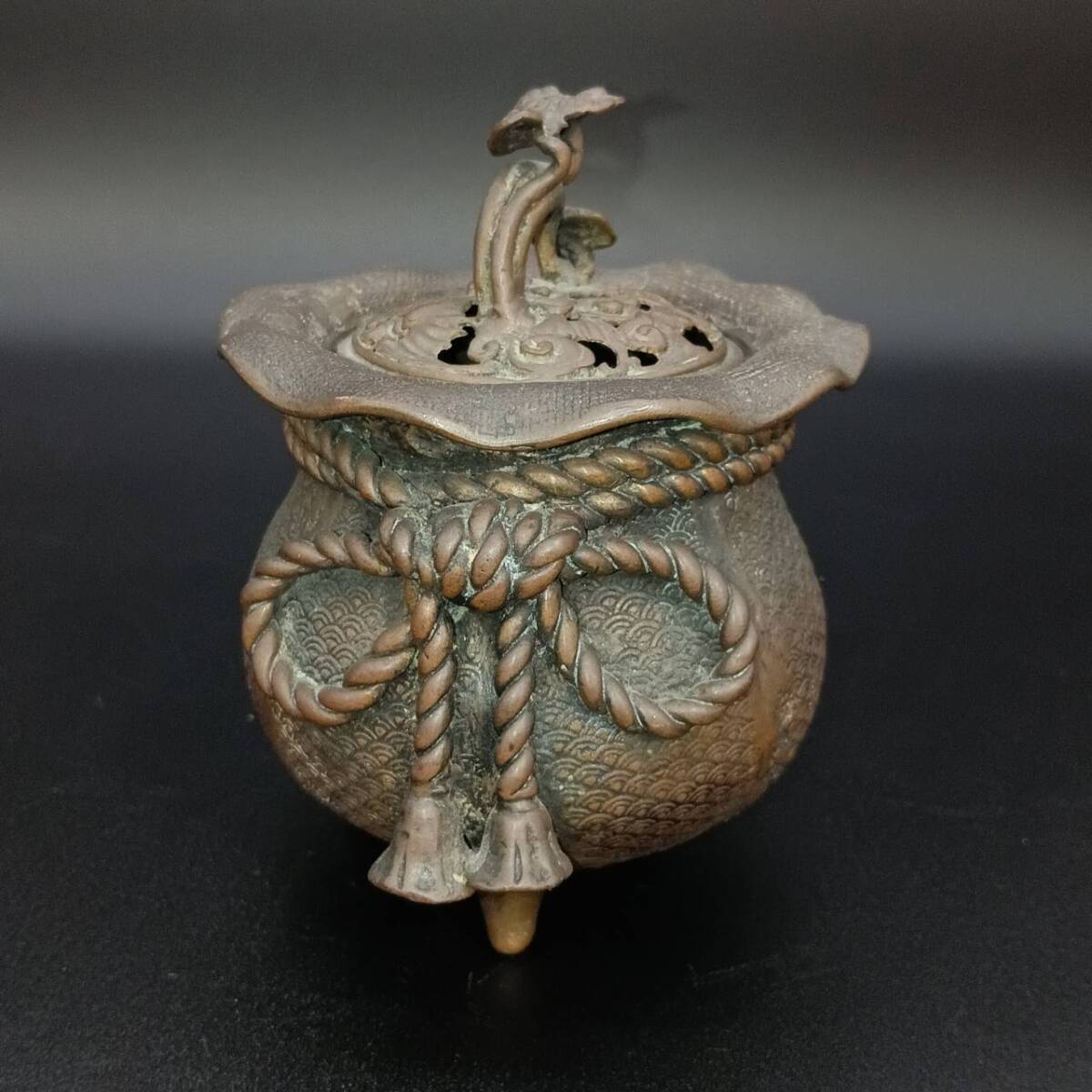 元威 香炉 蝋型鋳銅 三足 高岡銅器 置物 香道具 茶道具 金属