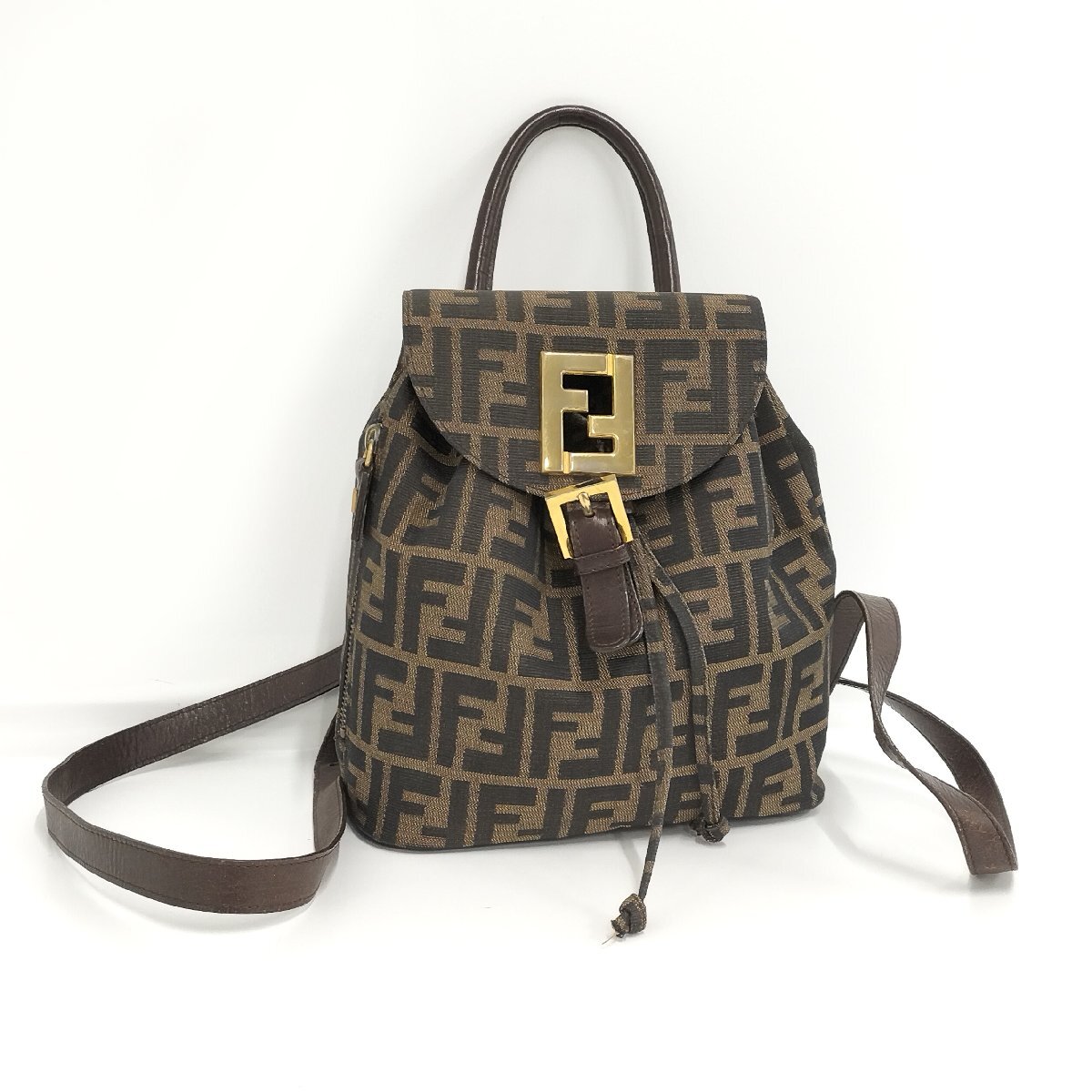 FENDI - フェンディ⁄ズッカ柄ミニリュック⁄レザー⁄ブラウン フェンディ