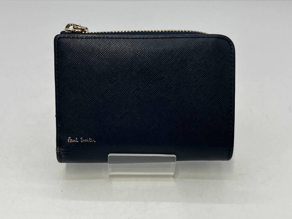 Paul ポールスミス Smith 財布 二つ折り財布 ネイビー 二つ折り レザー 