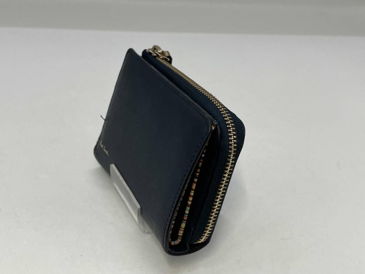 Paul ポールスミス Smith 財布 二つ折り財布 ネイビー 二つ折り レザー 