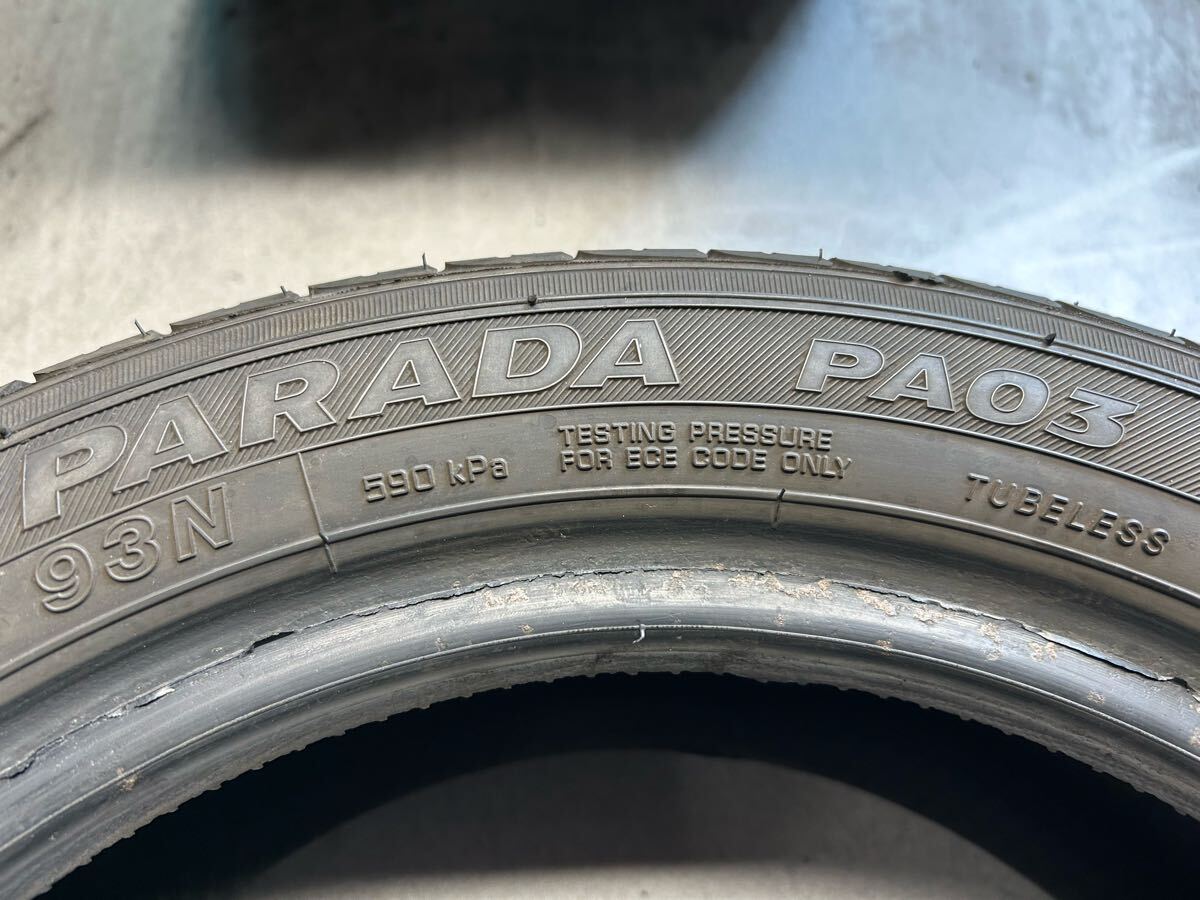2022年製165/55R14C 95/93N バリ山!ツブ有り!中古タイヤ3本セット ヨコハマ(YOKOHAMA) PARADA PA03 夏タイヤ PARADA PA03 95⁄93N ヨコハマタイヤ 4本セット 165⁄55の通販