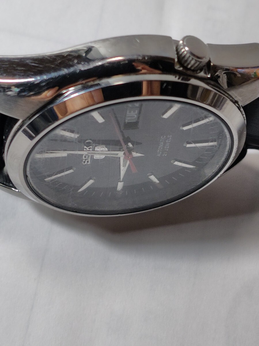 SEIKO 5 セイコー ファィブ自動巻き デイデイト メンズ腕時計 裏スケ