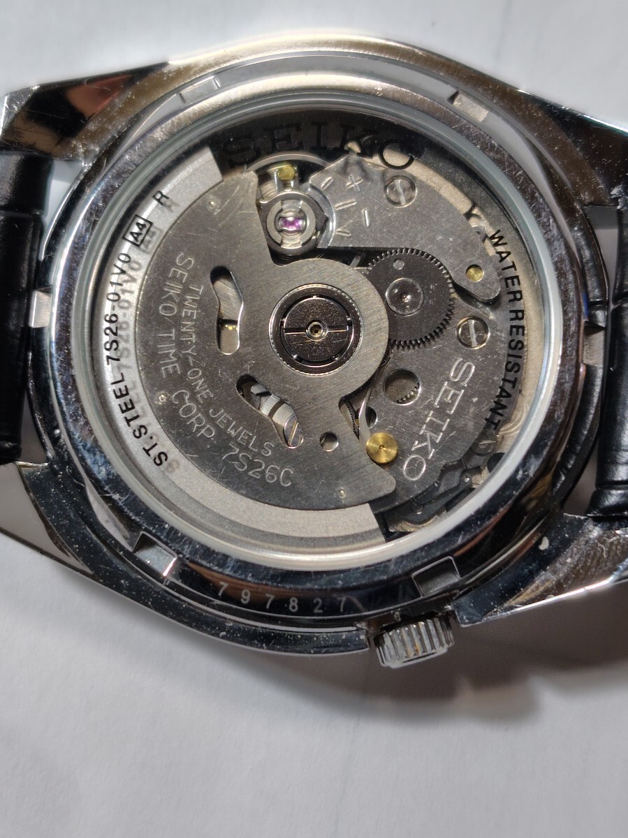 SEIKO 5 セイコー ファィブ自動巻き デイデイト メンズ腕時計 裏スケ