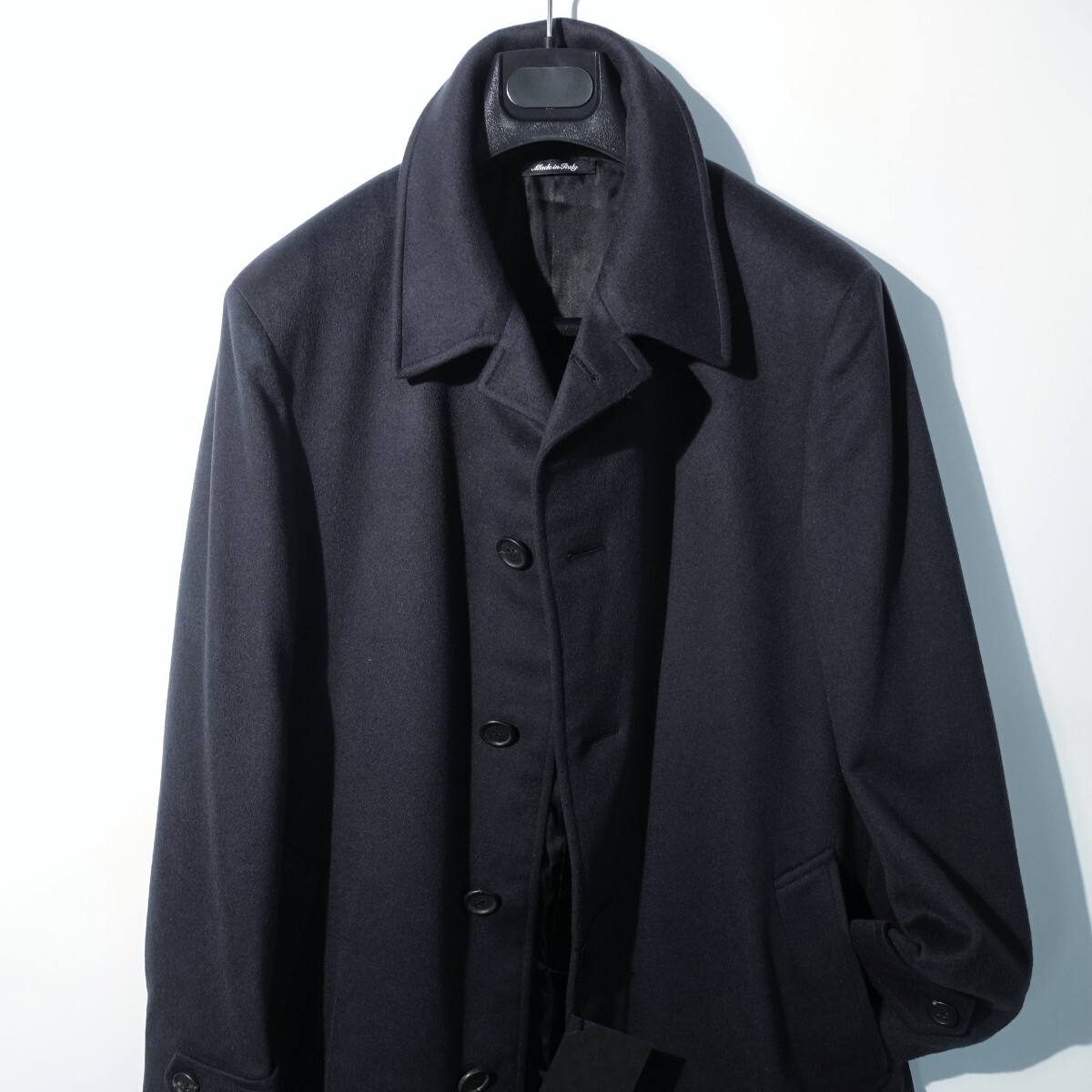 ダンヒル　dunhill ピーコート　ネイビー　イタリア製　サイズ48 カシミヤ 新品 Dunhill「最高峰/圧巻のピュアカシミヤ」ステンカラー/バルマ