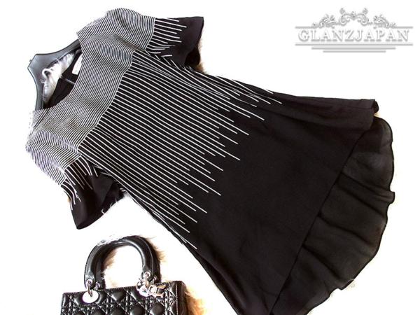 EV16*新作*9号*黒*刺繍ストライプがお洒落な背中透けチュニック