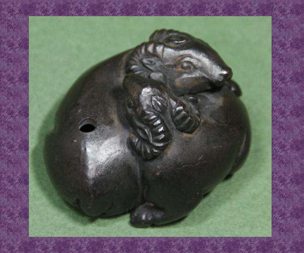 書道 ◆ 水滴 ２匹の羊 ◆ 銅製 c1341