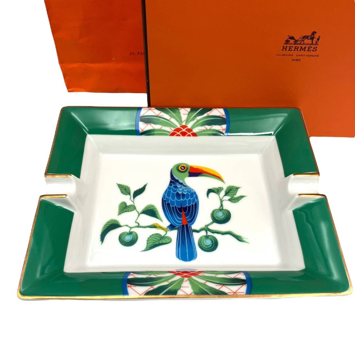 ☆エルメス HERMES トゥカン 南国 鳥 アッシュトレイ 灰皿 箱あり 袋