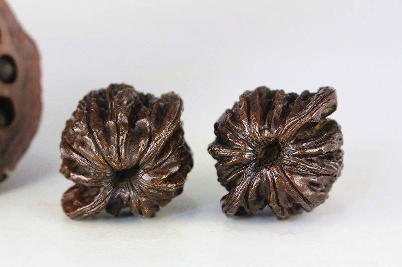 極美古銅煎茶道具 質感 細工実心実感銅クルミ置物2点セット　高級　上品　文玩　文鎮_6