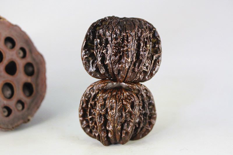 極美古銅煎茶道具 質感 細工実心実感銅クルミ置物2点セット　高級　上品　文玩　文鎮_8