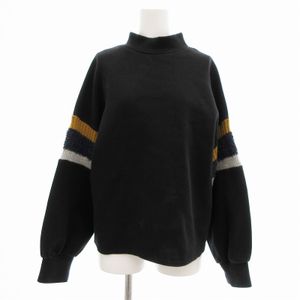 シンプリシテェ SIMPLICITE スウェット トレーナー 切替 ニット ハイネック 長袖 F 黒 ブ