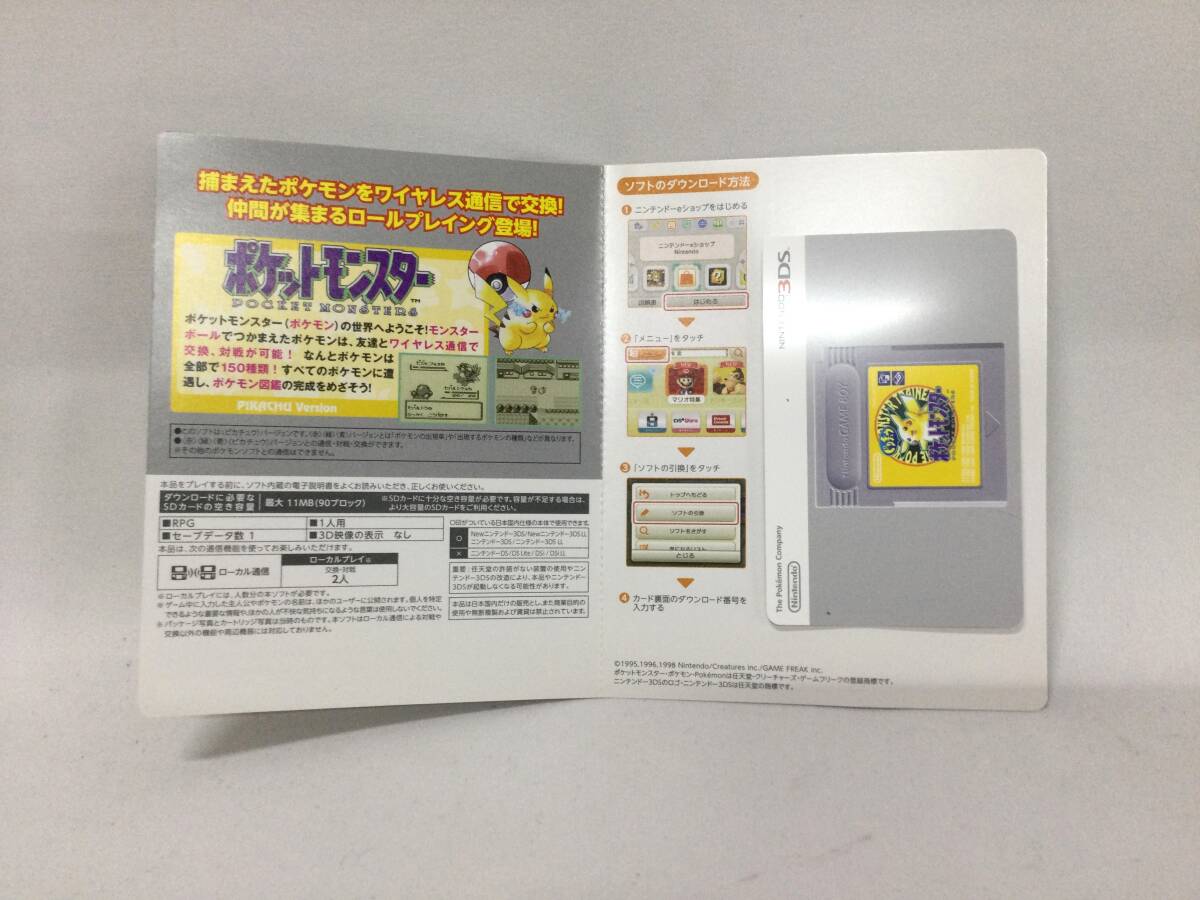 GM6536/60/0】3DS ポケットモンスター ピカチュウ 専用ダウンロード