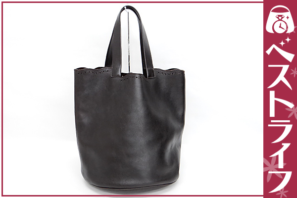 1円 本物 フルラ FURLA レザー バケット ハンドバッグ 茶系