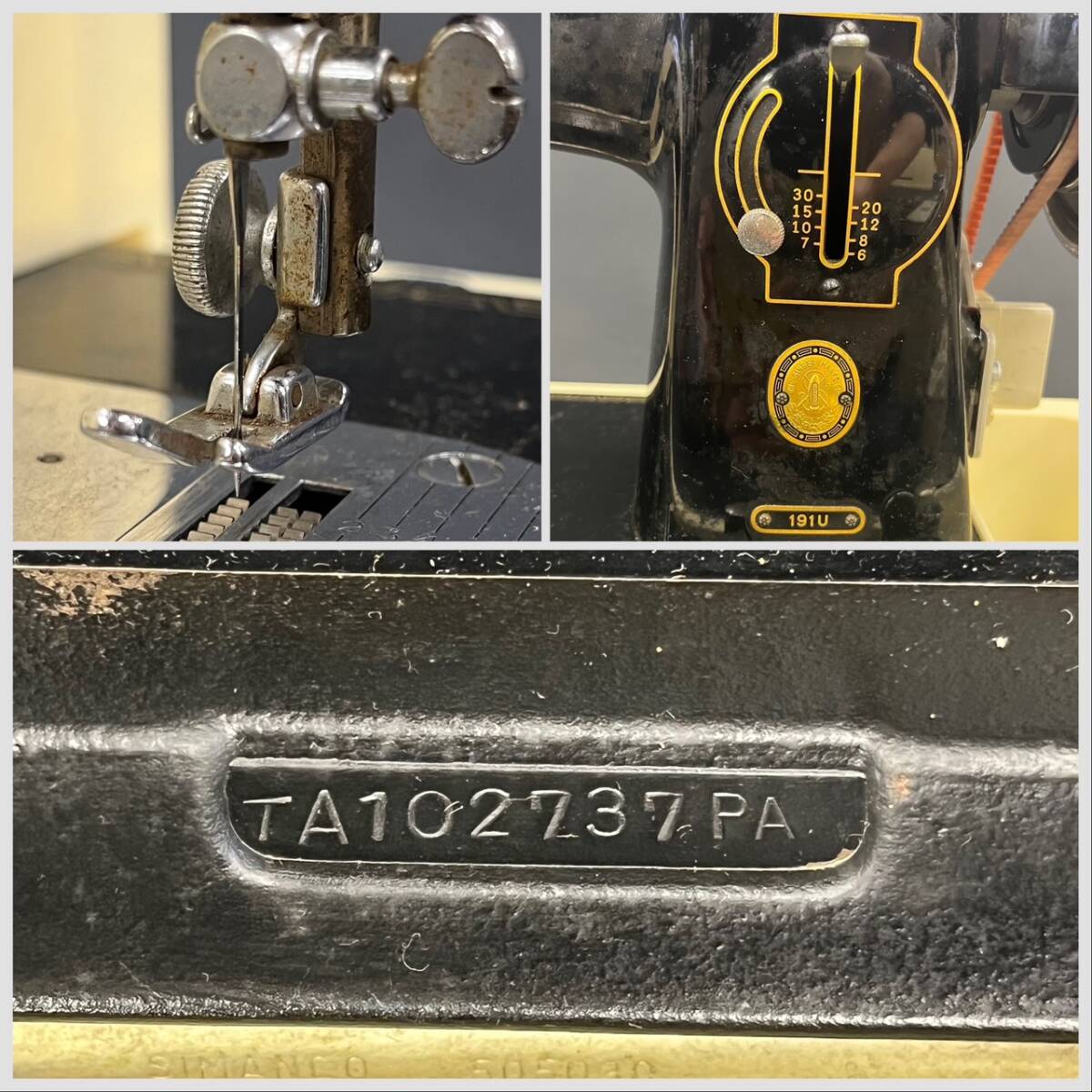 25横/A067560-1/IT3000/H052-201/　SINGER　ミシン　191U 　シンガー　フットペダル付き　アンティーク_3