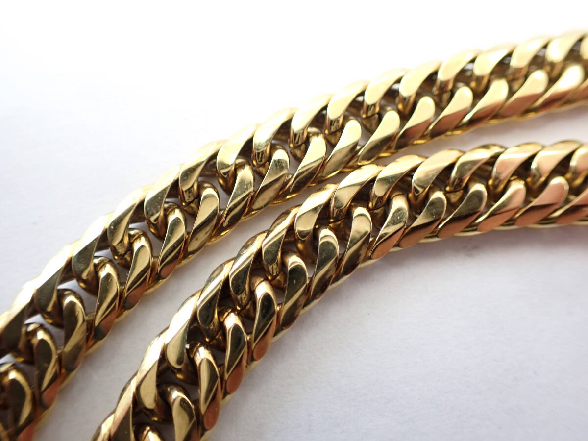 1円～ STAINLESS.STEEL 喜平 6面ダブル チェーン ブレスレット アクセサリー 長さ約20cm_3