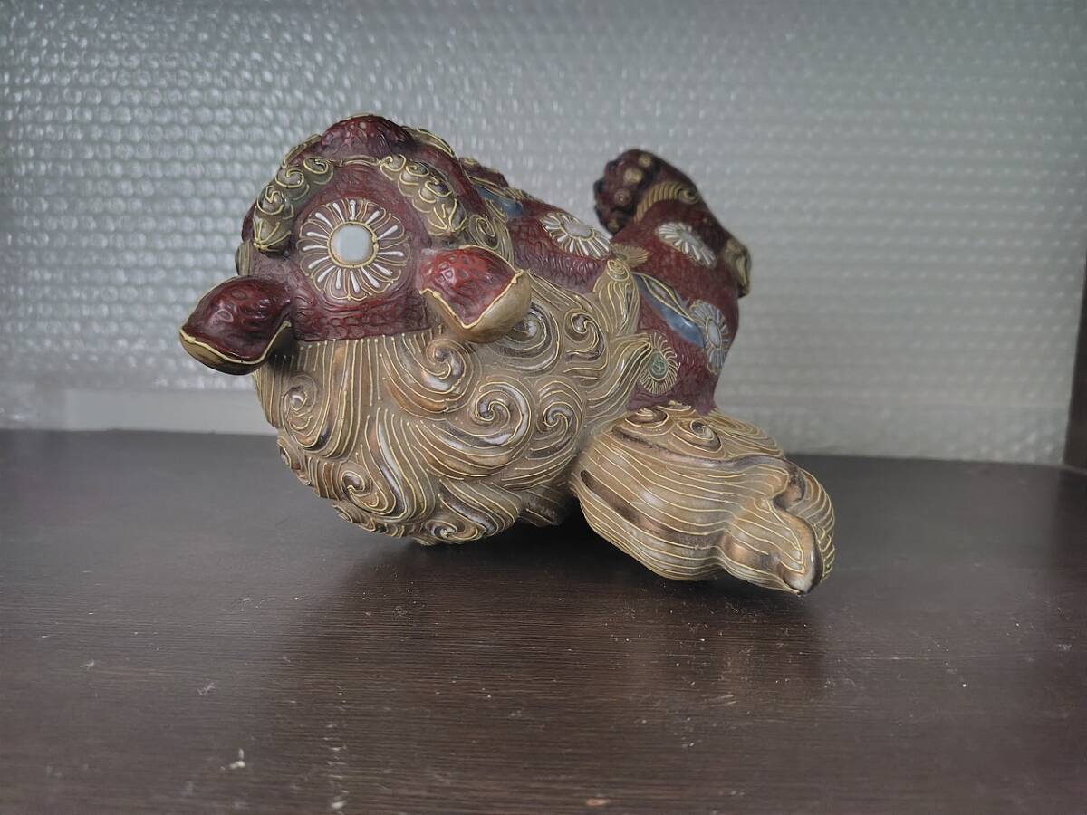 九谷焼 獅子　置物（オマケで金色のミニ座布団付き）_6