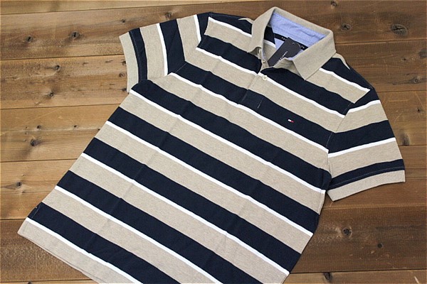 ★TOMMY HILFIGER トミー ポロシャツ 茶紺[879684-081-M]us三