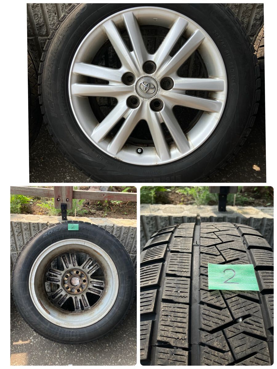 トヨタ純正 アルミホイール 4本 16インチ 7JJ ＋50 PCD114.3 ピレリ アイスアシンメトリコ プラス スタッドレス付き 205/60R16_3