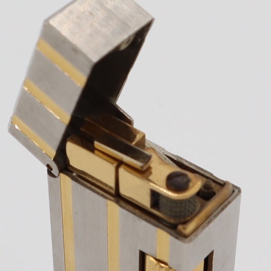 質屋 1円～ dunhill ダンヒル ガスライター ローラー式 ゴールドカラー×シルバーカラー ストライプ 着火未確認 M3897 みいち質店_5