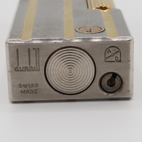 質屋 1円～ dunhill ダンヒル ガスライター ローラー式 ゴールドカラー×シルバーカラー ストライプ 着火未確認 M3897 みいち質店_7