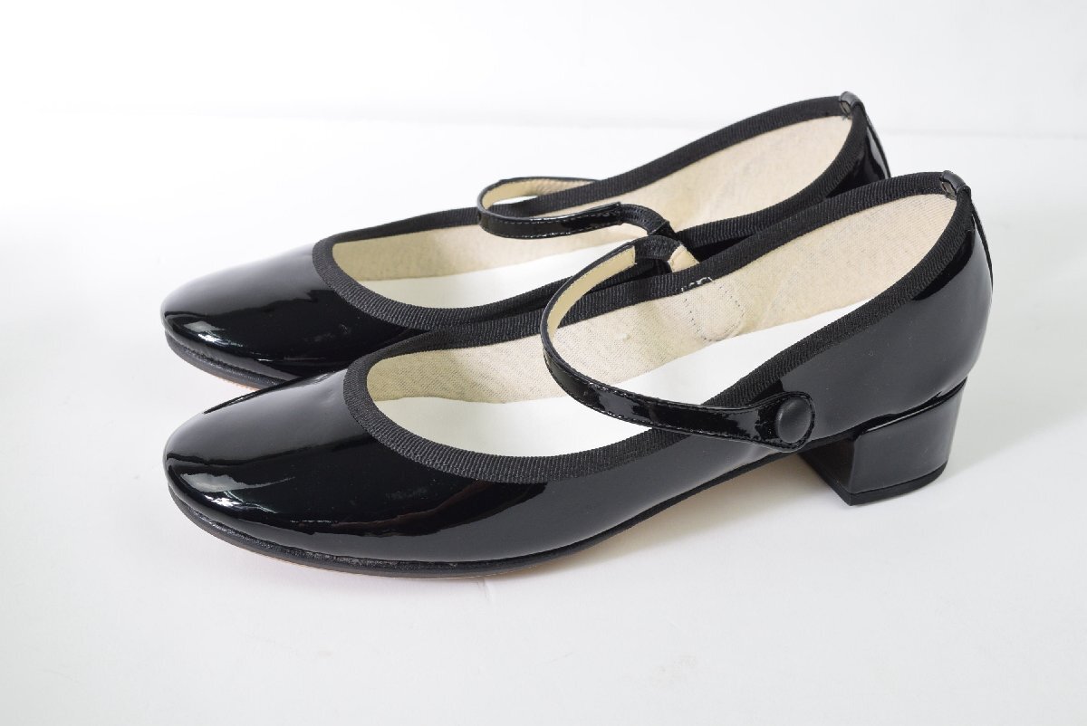 2355-25J0104★レペット repetto★新品 箱付き ROSE BALL ワンストラップ パテント パンプス 38 黒ブラック 68200円　_2