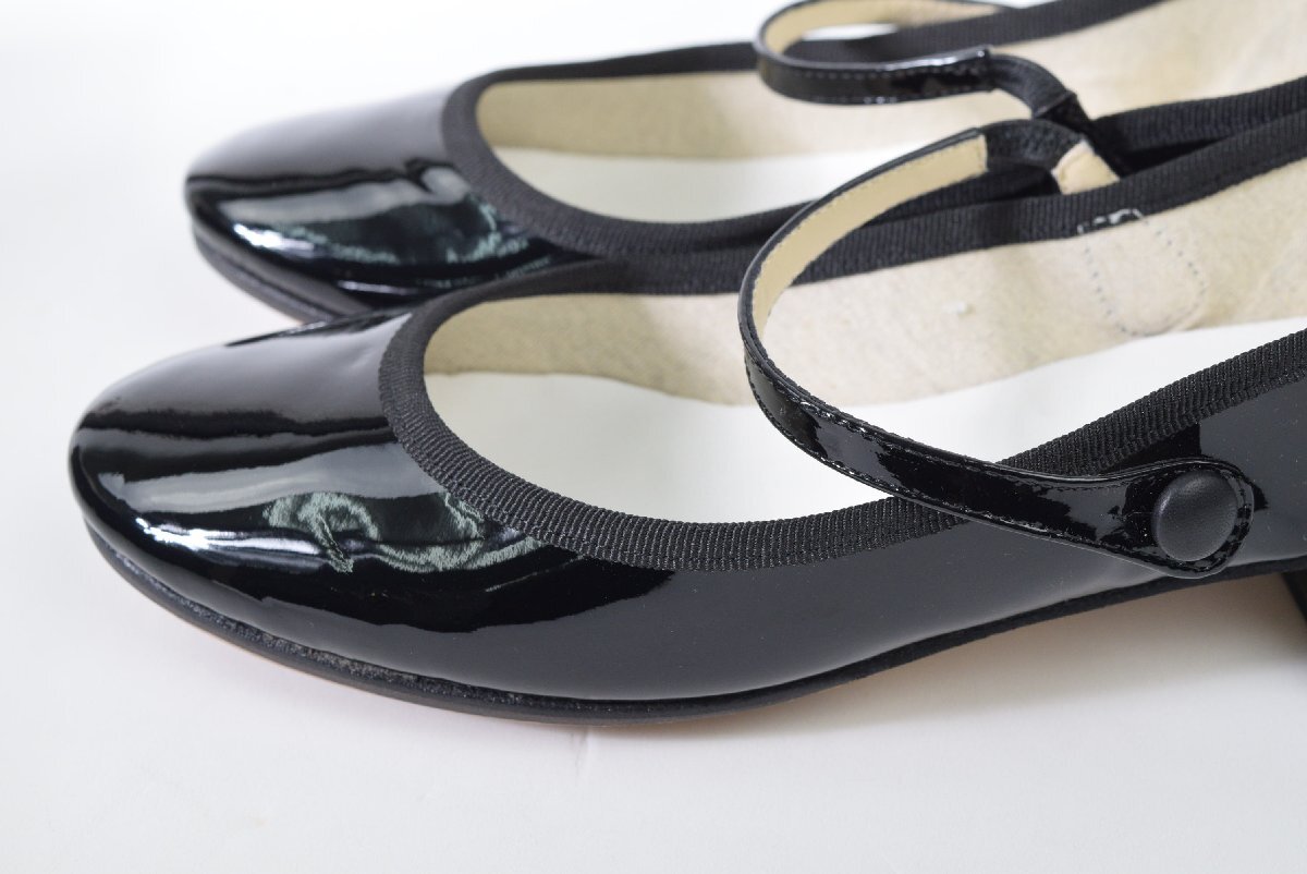 2355-25J0104★レペット repetto★新品 箱付き ROSE BALL ワンストラップ パテント パンプス 38 黒ブラック 68200円　_3
