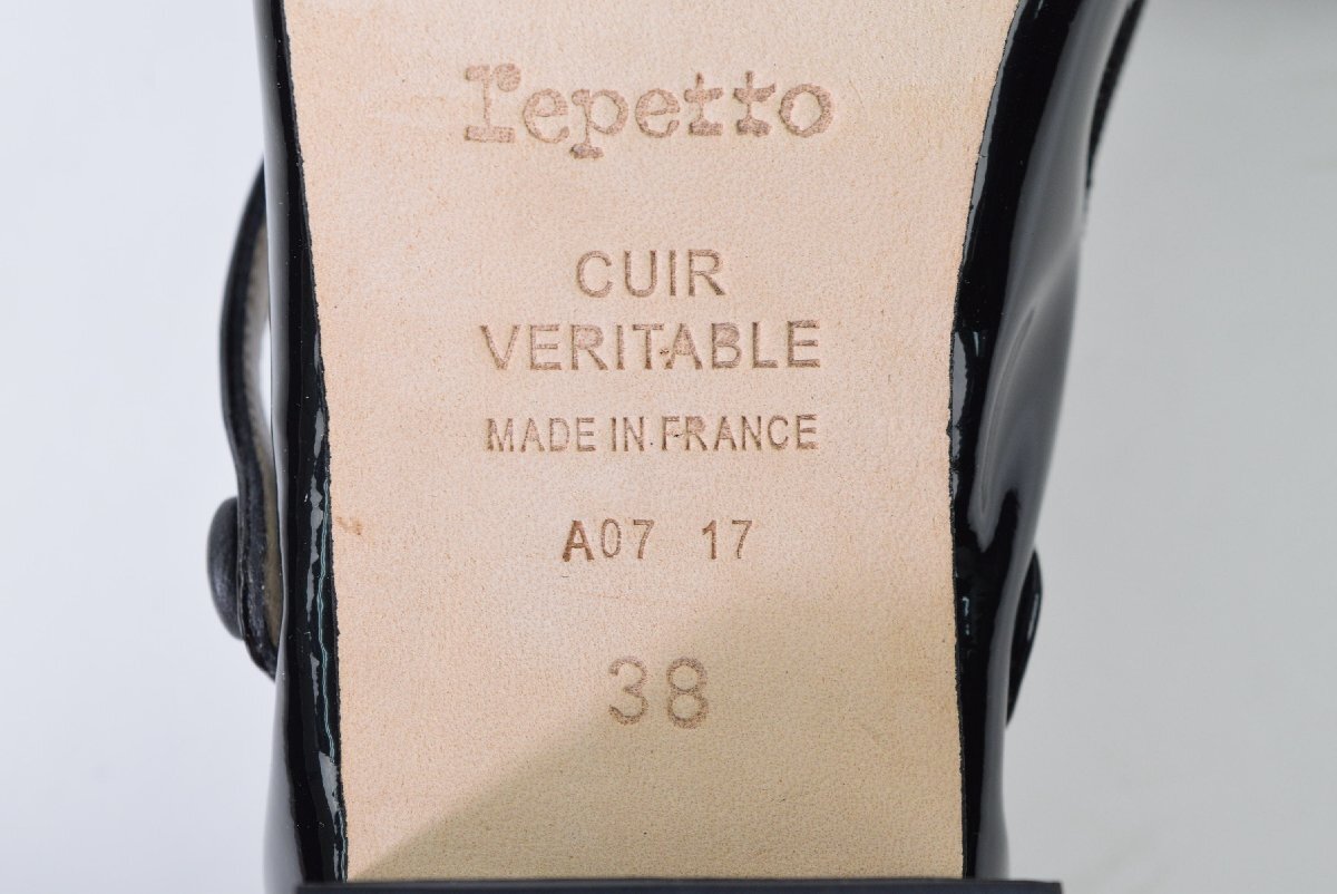 2355-25J0104★レペット repetto★新品 箱付き ROSE BALL ワンストラップ パテント パンプス 38 黒ブラック 68200円　_6