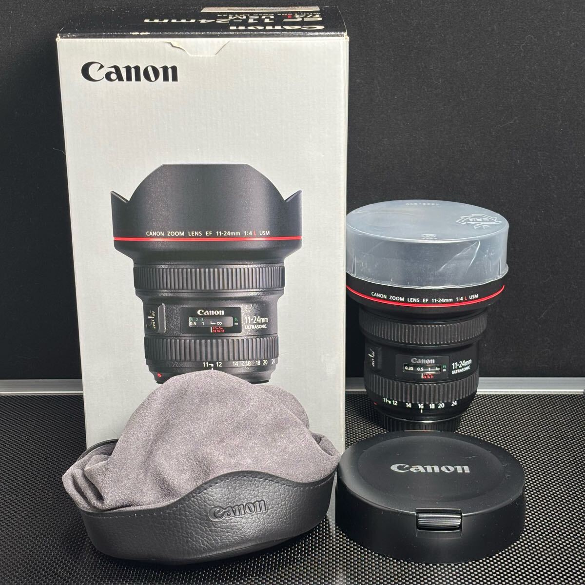 極美品 Canon EF11.24mm f4L USM EF1124f4L 超広角レンズ レンズカバー 純正ポーチ付属 箱付き キヤノン L_1