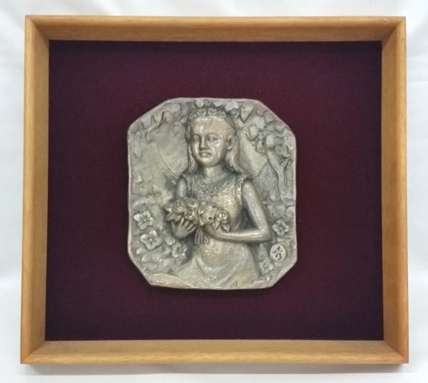 ★☆銅レリーフ　矢野秀徳作　『フローラ』　額装☆★