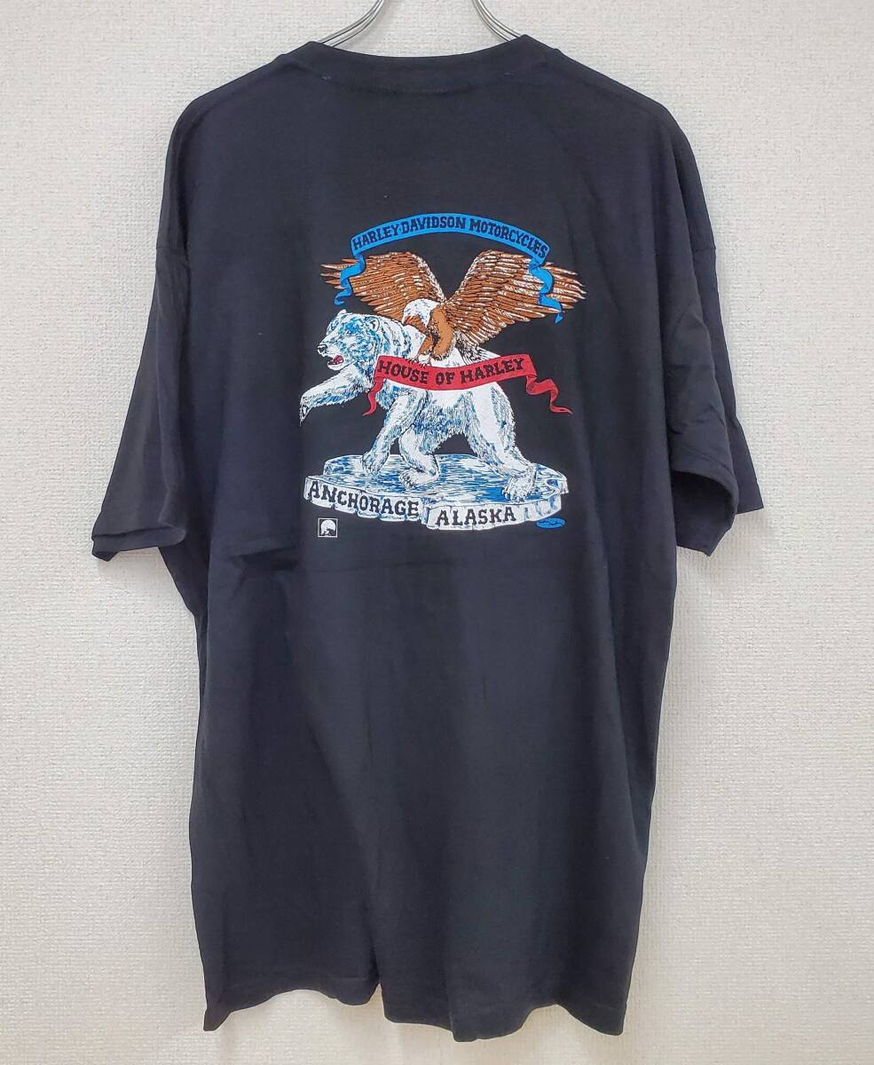 ハーレーダビッドソン Tシャツ L ネイビー アラスカ イーグル フェード Harley-Davidson ハーレーダビッドソン Alaska アラスカ グリズリー