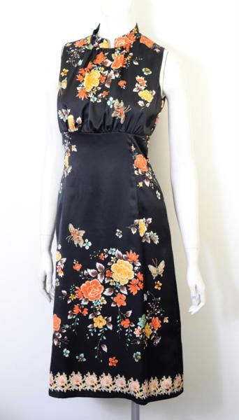 2802-16H0311★スーナウーナ★オリエンタルな花柄ワンピース36黒