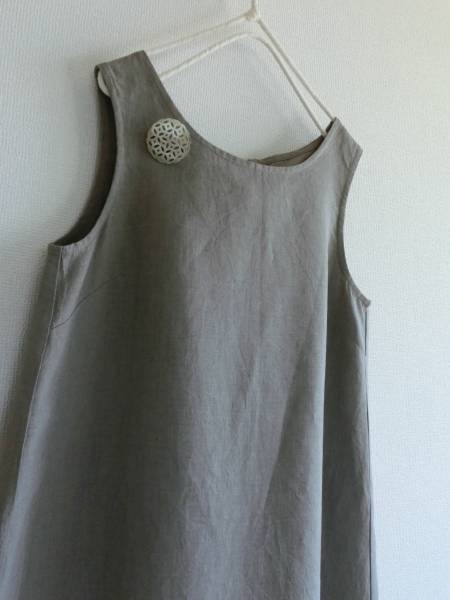 リネン　夏　Ａライン　サンドレス　Ｍ　ハンドメイド