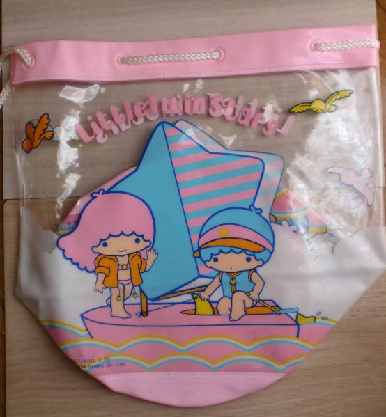 キキララ①76年昭和レトロ プールバッグ リトルツインスターズ