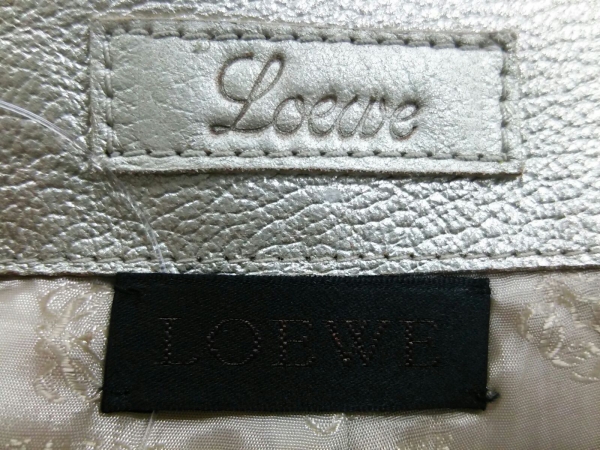 ロエベ スカート 40 レディース 美品 シャンパンゴールド レザー