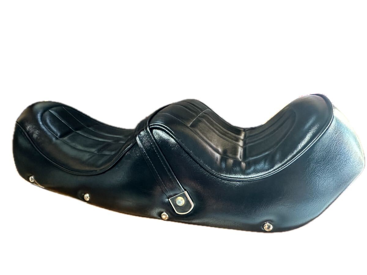 ゼファー750 猫背シート　Ｚパターン　艶ありブラック　鋲付き　真鍮ワッシャー　 カワグチ　 オオカワ　 タックロールシート　 レザー_8