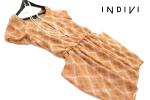 ◆ 新品同 ◆ インディヴィ ◆ シフォンワンピース ◆　チェック柄　ドレープ　ベージュ　38・9号・Ｍサイズ　INDIVI