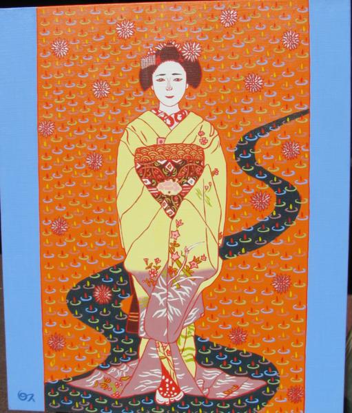 コンテンポラリー作家，白須清敬「舞妓とし真菜葉月」20号油彩