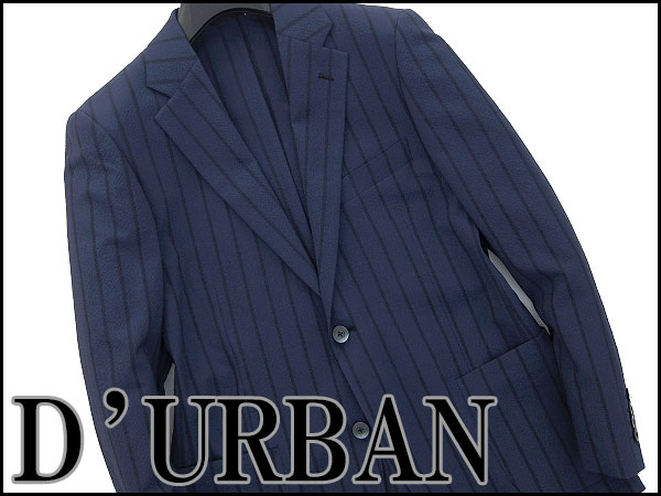 新品15年 ダーバン COOLMAXシアサッカージャケットL紺黒★J9061