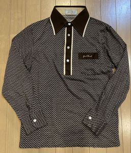 Japan Vintage メンズ 長袖 総柄 ポロ シャツ サイケ 国産 幾何学 柄 アメリカン ビンテ
