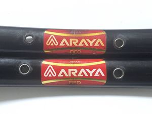 ★ARAYA RED ブラックアルマイト チューブラーリム 2本セット 700c アラヤ レッド★