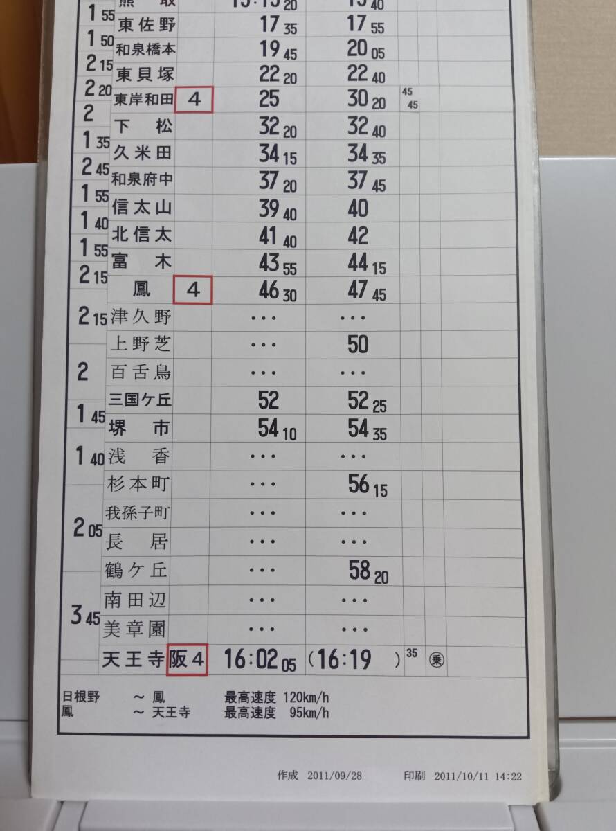 JR西日本 スタフ 列車運転時刻表 運転士時刻表 運転時刻表 時刻表 103