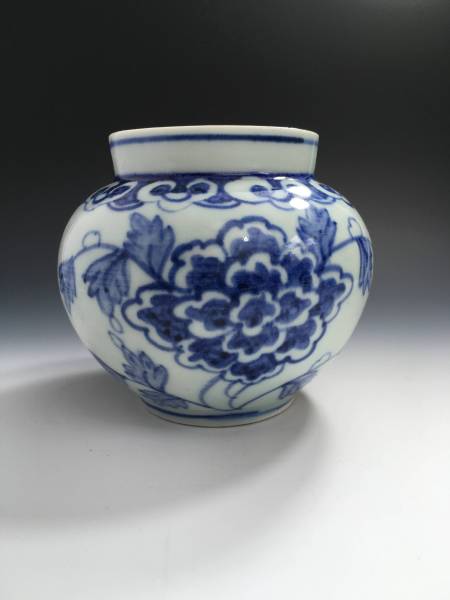 李朝 染付 小壺 李朝『染付 丸壺(丸壷)』 青華