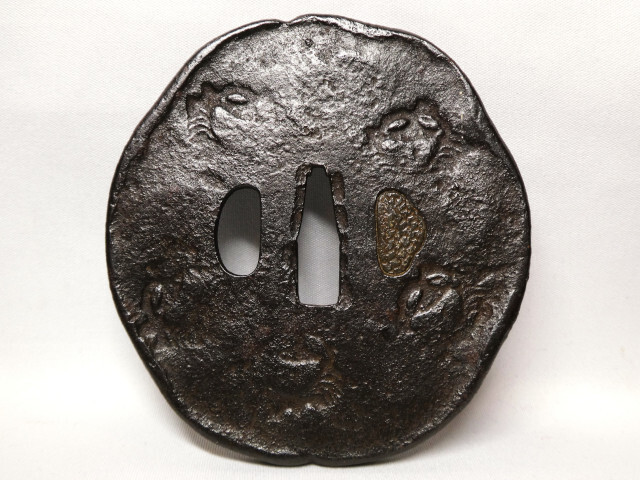 2『 天法鐔 蟹散らし図鐔 大鍔9cm』うりきり！【 厳選金工特集 】§検