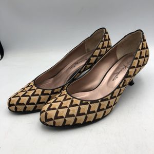 X107 GINZA Kanematsu 銀座かねまつ レディース パンプス 24.5cm ベージュ ブラウン ファ