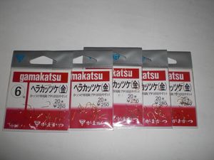 がまかつ　ヘラカッツケ（金）６号２０本入り５枚 （希望本体価格￥２５０－）