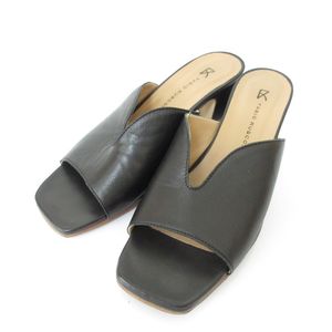 美品 FABIO RUSCONI ファビオルスコーニ レザー スクエアトゥ サンダル ミュール サイズ3