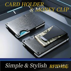 マネークリップ カードケース 財布 カードホルダー ウォレット 札入 薄型 軽量 黒 カーボ
