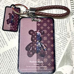 新品　ブラウン　クマ　IDカードホルダー IDカードケース 社員証ケース ストラップ付　カ