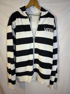 ジップアップパーカー　 ボーダー　VANS ヴァンズ　XL 国内系　ビックサイズ　フード